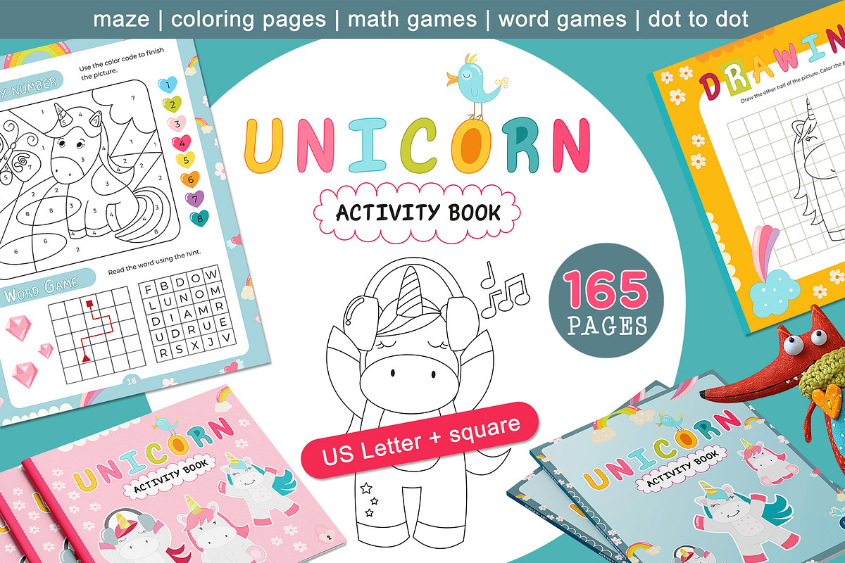 Unicorn Activity pages for kids book, an Education Illustration by Nursery Art (Photo 1 of 9)