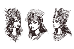 Cleopatra sketch portrait. Egyptian, an Object Illustration by Stock-Smart-Start