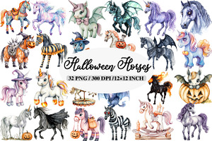Halloween Horses Clipart, an Illustration by Daily.Designs