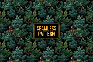 Floral Pine Trees Seamless Patterns