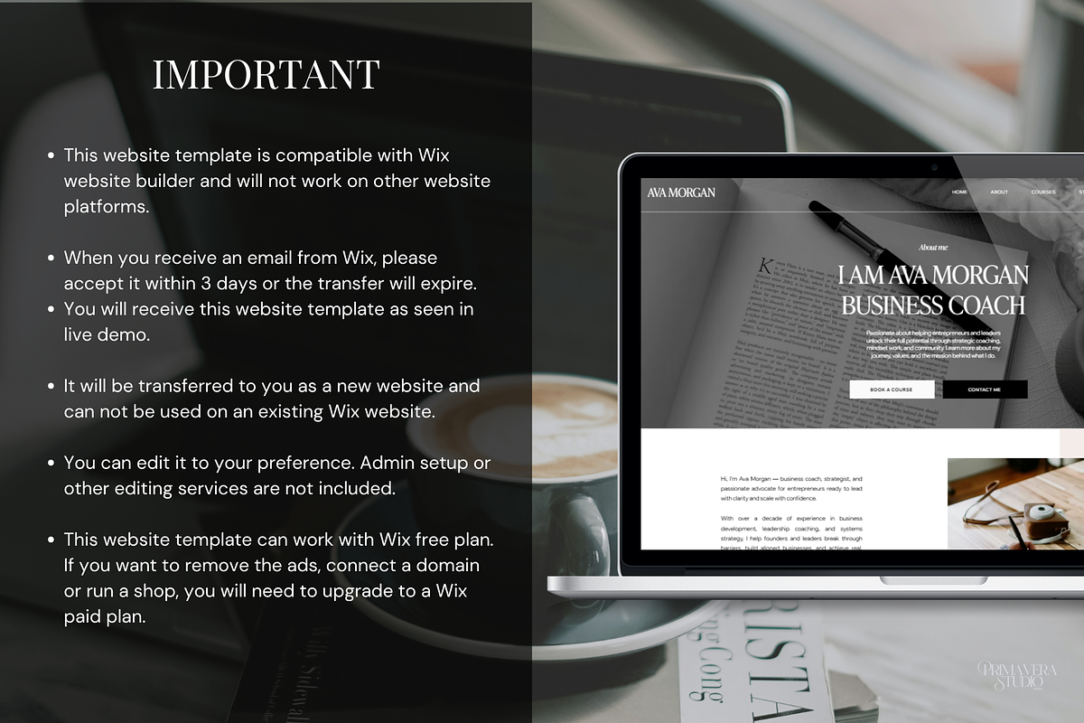 Wix Coaching Website Template, a Wix Template by Primavera Studio Design (Photo 10 of 10)