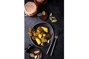 Bowl of pickled marinated cucumbers, a Food & Drink Photo by Yulia Furman