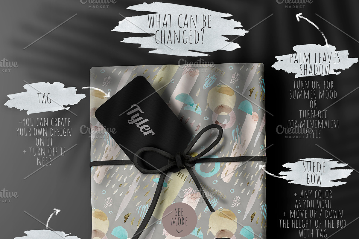 Gift box mockup, a Product Mockup by ⚞ Kind Illustration ⚟ (Photo 2 of 6)