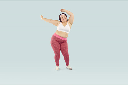 Full length shot of happy overweight