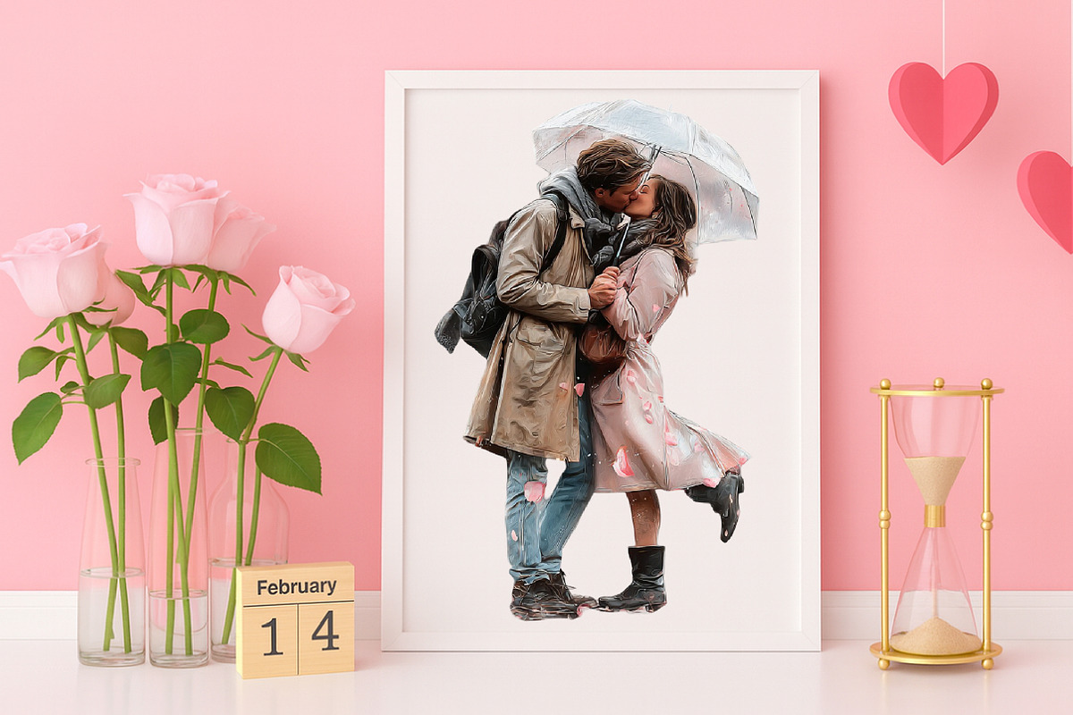 Watercolor Valentine Couple Clipart, an Illustration by Canvas Craft (Photo 4 of 6)
