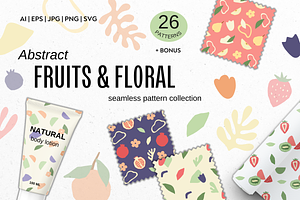 Fruits and Flowers Seamless Patterns