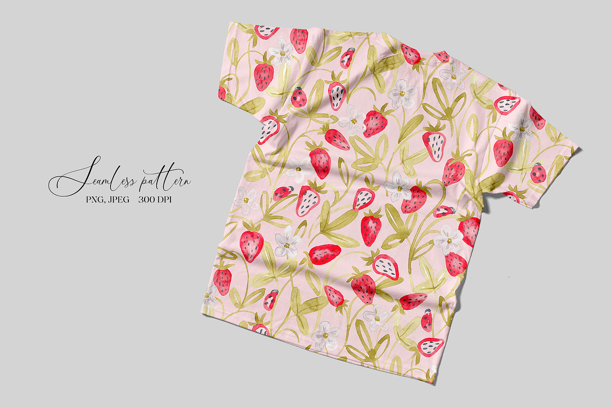 Strawberry seamless pattern, a Pattern Graphic by SirenaArt (Photo 7 of 11)