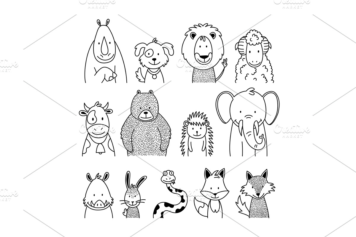 Cute doodle animal smiles face, an Animal Illustration by Things for designers