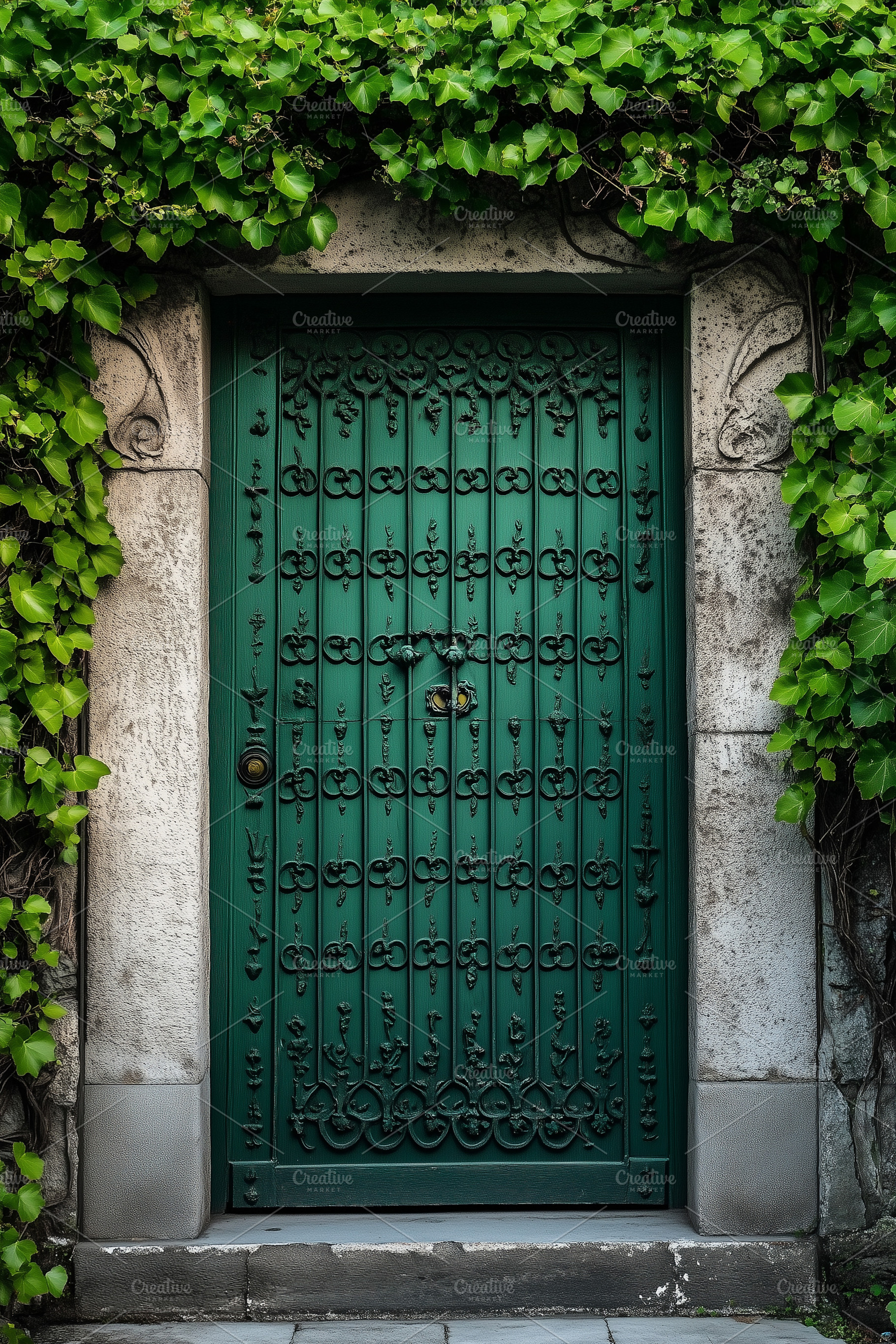 Old wooden green door, an Architecture Photo by MistyDay