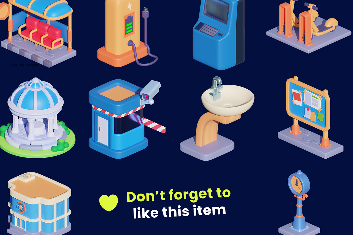Public Facilities - Premium 3D Icon, an Environmental 3D Model by orenjidesign (Photo 8 of 8)