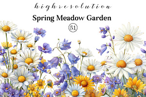Watercolor Meadow Flowers Clipart, an Illustration by DreamCafeArt