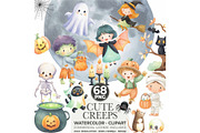 Watercolor Halloween Clipart Bundle, an Illustration by CharmClipart (Thumbnail 1 of 9)