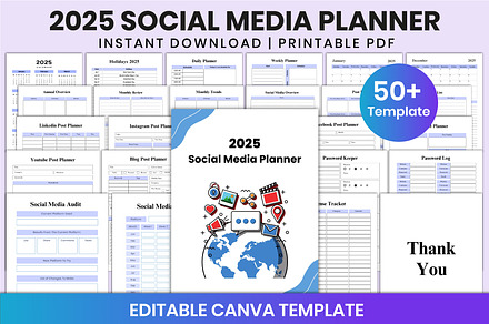 2025 Social Media Planner For Canva, a Stationery Template by Shumaya