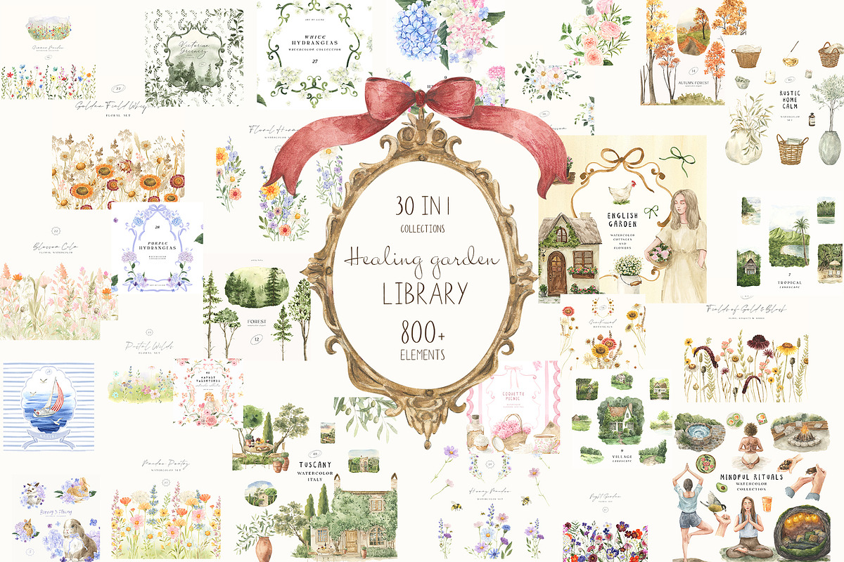 Garden Library 30 in 1 collection, a Seasonal Illustration by LiChu Art (Photo 1 of 5)