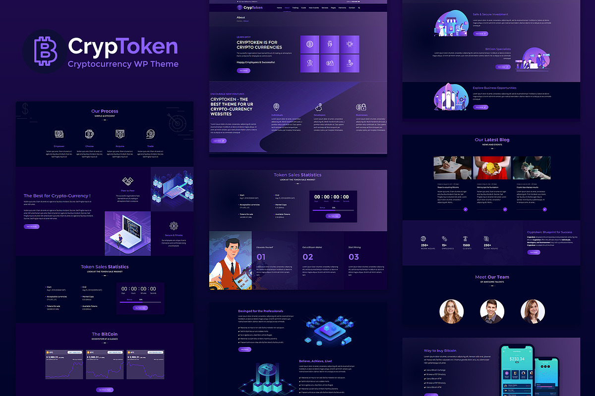 Cryptoken - Cryptocurrency WP Theme, a WordPress Template by ThemesRain
