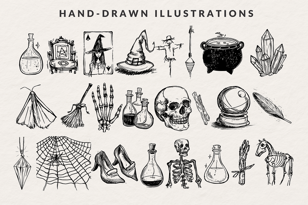Mystical Clipart, Witchy Doodles, a Seasonal Illustration by The October Creative (Photo 2 of 5)