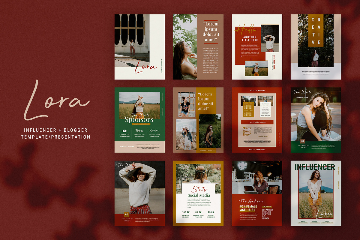 Keynote Blogger Media Kit: LORA, a Presentation Template by SheMadeStudio (Photo 2 of 4)