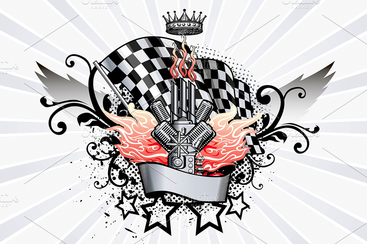 Winged Emblem racing engine, an Illustration by Mak_Art