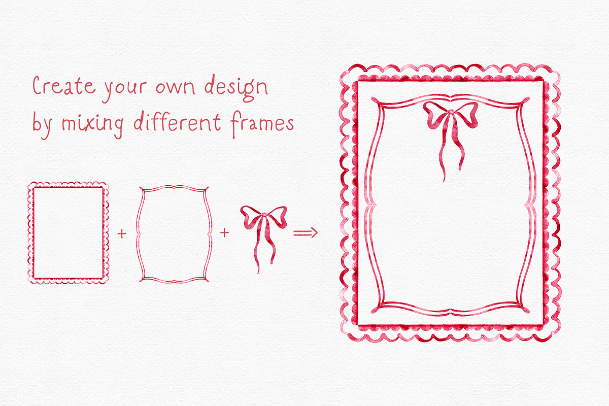 Bow Watercolor Red Frames, a Background Graphic by Solo Art Original (Photo 7 of 9)