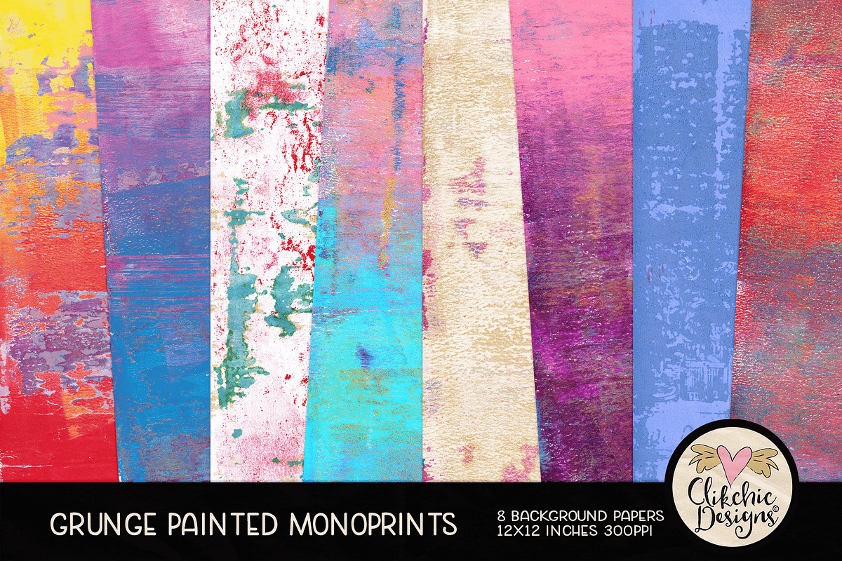 Grunge Painted Monoprint Backgrounds, a Texture Graphic by Clikchic Designs (Photo 1 of 5)