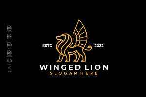 Luxury Line Art Heraldic Lion Logo