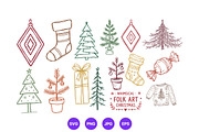 Christmas Hand Drawn Folk Art Set, a Seasonal Illustration by designvectx (Thumbnail 6 of 10)