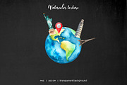 Watercolor travel clipart 44 PNG, an Object Illustration by Art and Funny (Thumbnail 4 of 4)