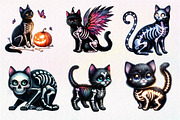 Skeleton Black Cat Clipart PNG, an Illustration by Dream Creation (Thumbnail 3 of 6)