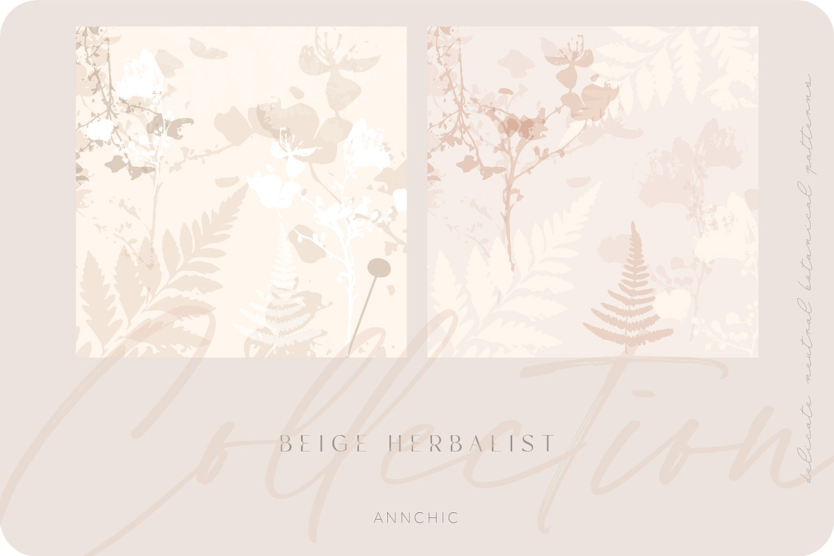 Beige botanical pattern collection, a Pattern Graphic by Anna Sokol (Photo 6 of 16)
