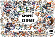 Bright animal sports clipart, an Animal Illustration by ElenazlataArt (Thumbnail 1 of 5)