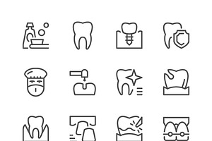 Set of dental related line icons, an Outline Icon by motorama