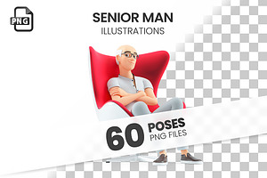 Senior Man – Set of 60 Poses, a Person Illustration by 3DMask