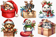 Christmas Animal Peeking Clipart, an Illustration by Canvas Craft (Thumbnail 2 of 8)