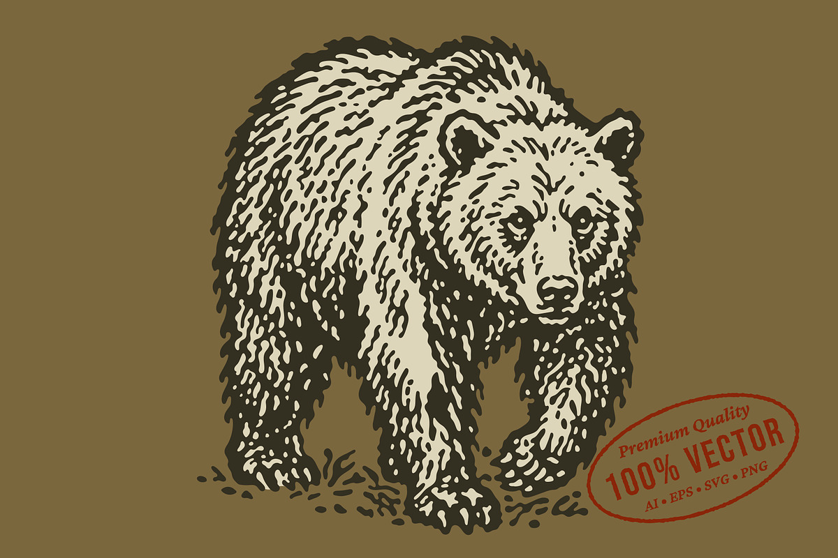 Vintage Grizzly Bear Graphic, an Animal Illustration by lettett (Photo 1 of 3)