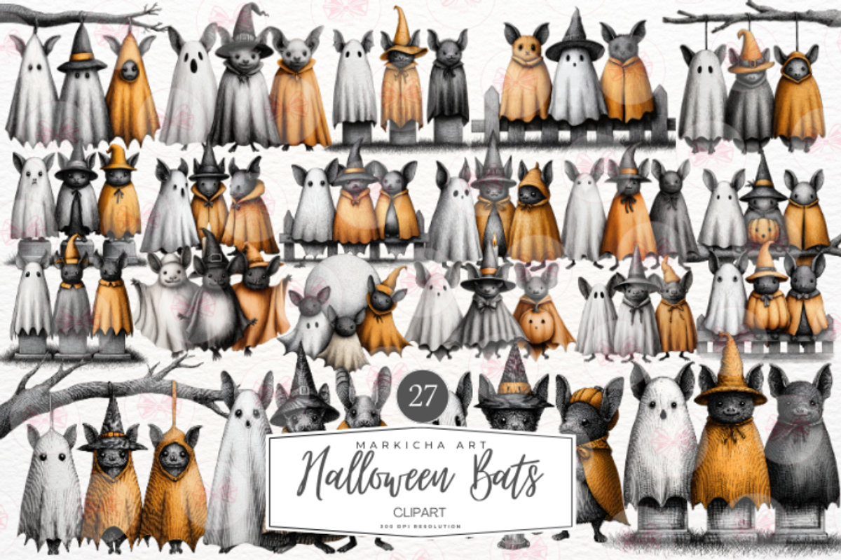 Halloween Bats Clipart, an Illustration by Markicha Art (Photo 1 of 4)