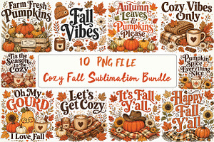 Cozy Fall Sublimation Bundle, a Seasonal Illustration by DreamPrint404
