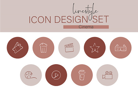 Linestyle Icon Design Set Cinema, an Outline Icon by pepulousdsg