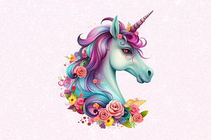 Number Unicorn Birthday Clipart