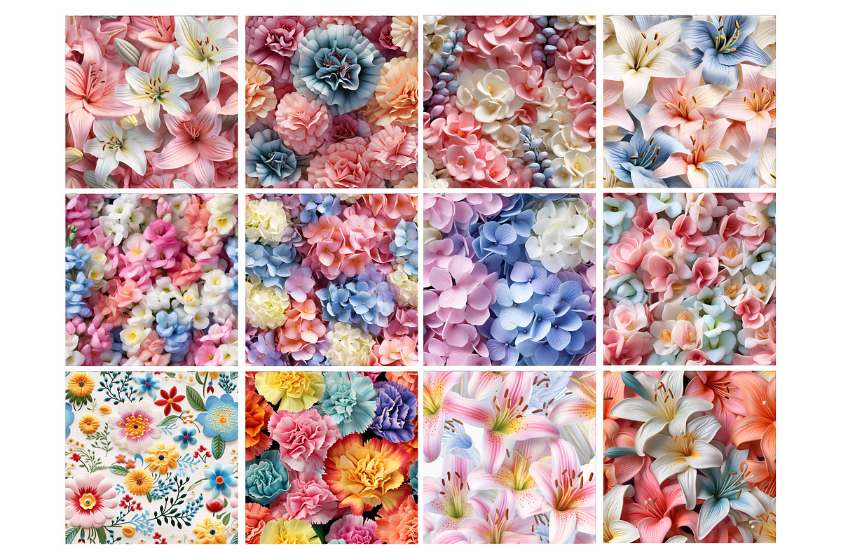 3D Pastel Flower Seamless Pattern, a Pattern Graphic by Forhadx5 (Photo 5 of 11)