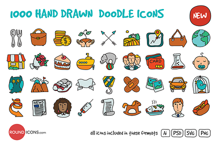 1000 Hand Drawn Doodle Icons, an Icon by Vectopus.com