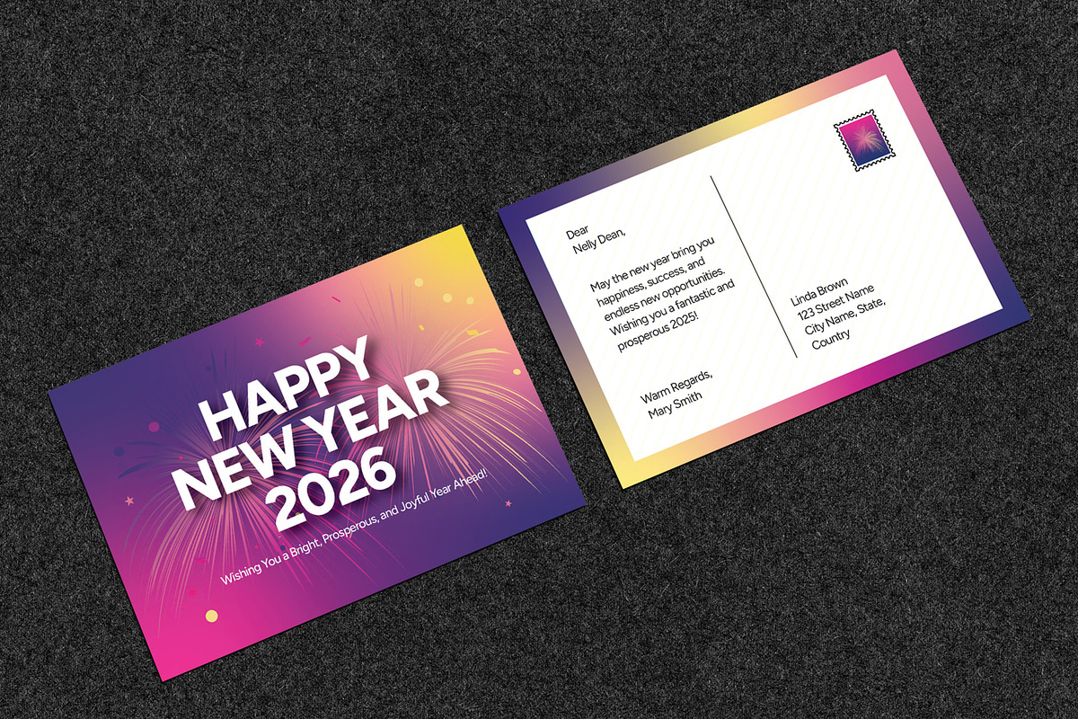 Happy New Year Postcard, a Business Card Template by MightyDesign (Photo 1 of 6)