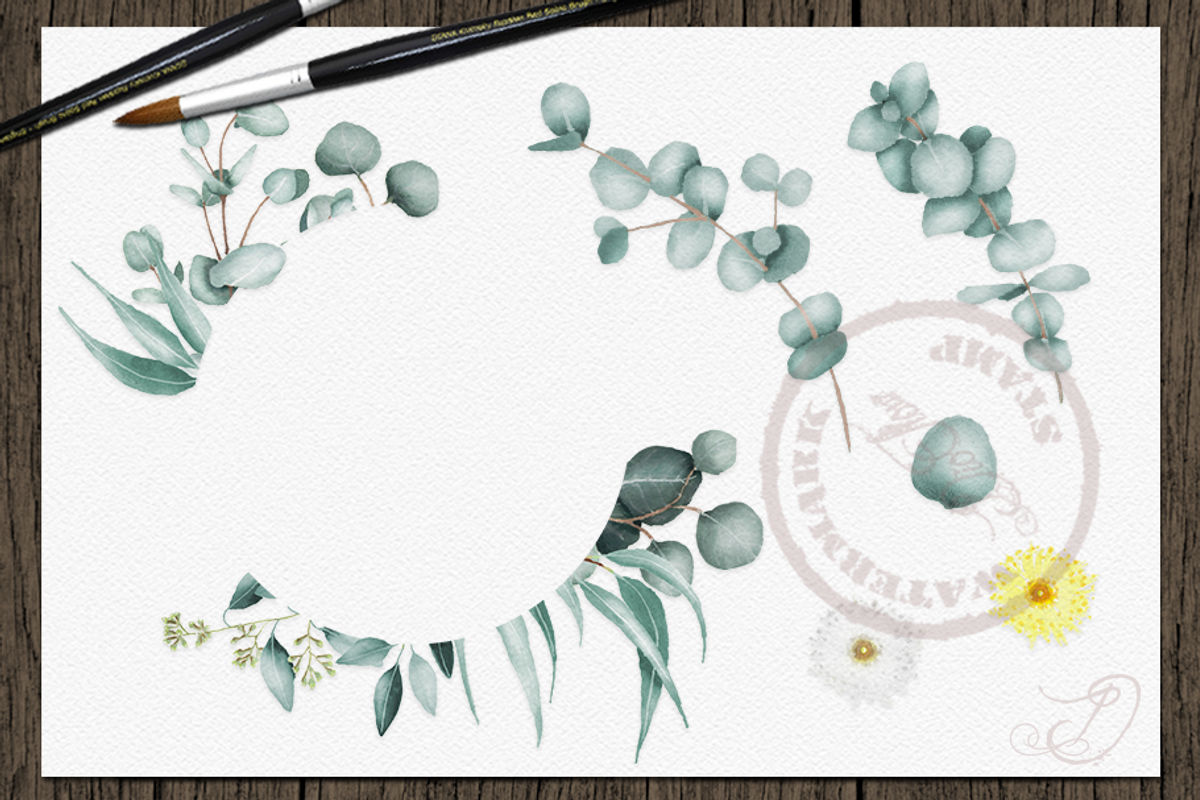 Eucalyptus 2 Watercolor Clip Art, a Decorative Illustration by DioFlow
