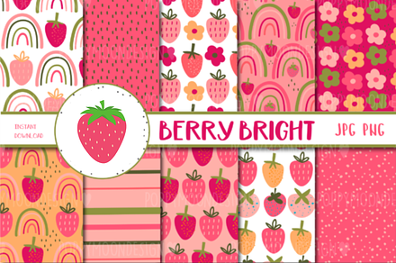 Berry Bright Paper Set, a Wallpaper Graphic by rerezy
