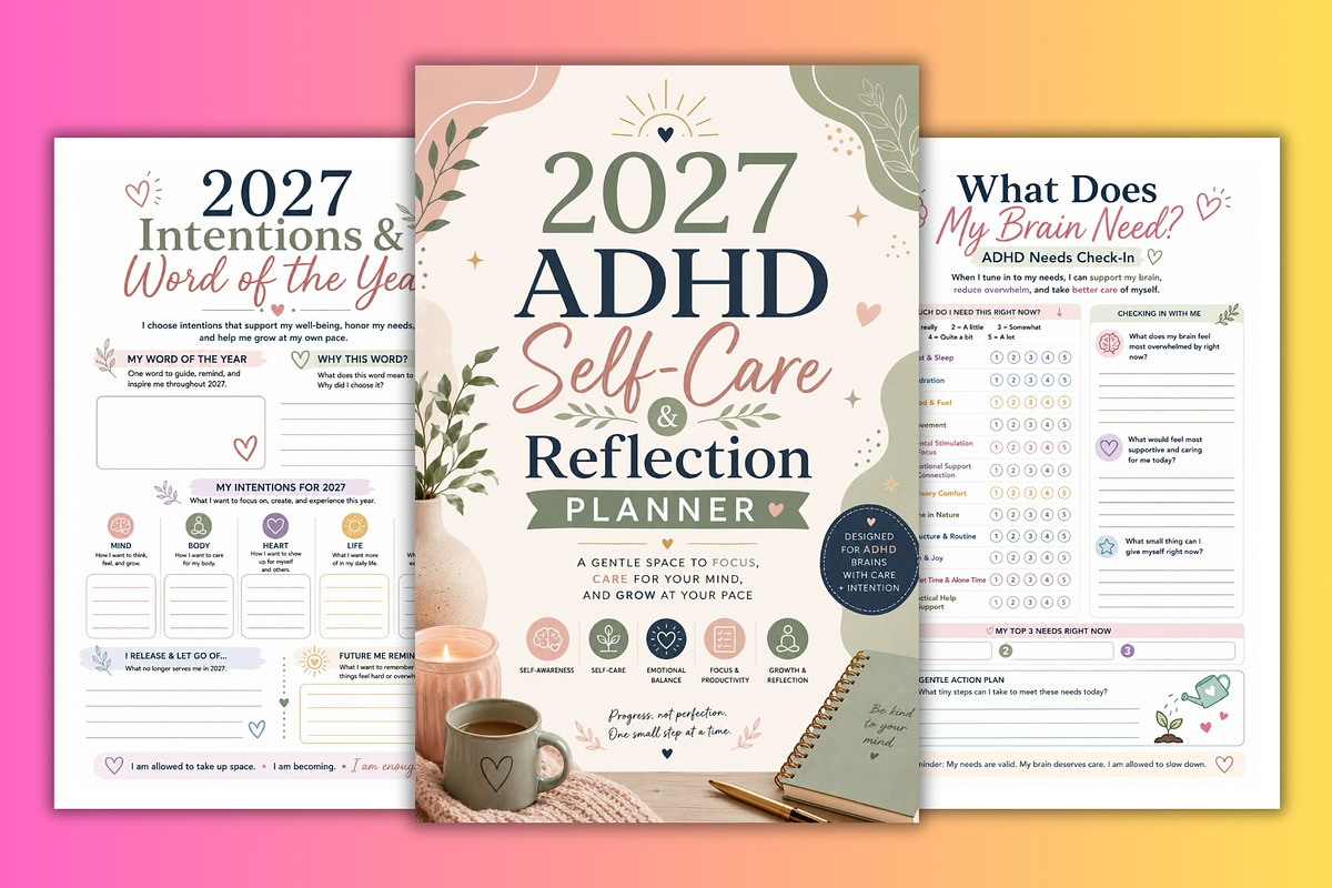 2027 ADHD Self-Care & Reflection Pla, a Stationery Template by Designmela01 (Photo 3 of 6)