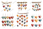 Rustic Hanging Hearts Clipart, an Illustration by designcity5 (Thumbnail 2 of 5)