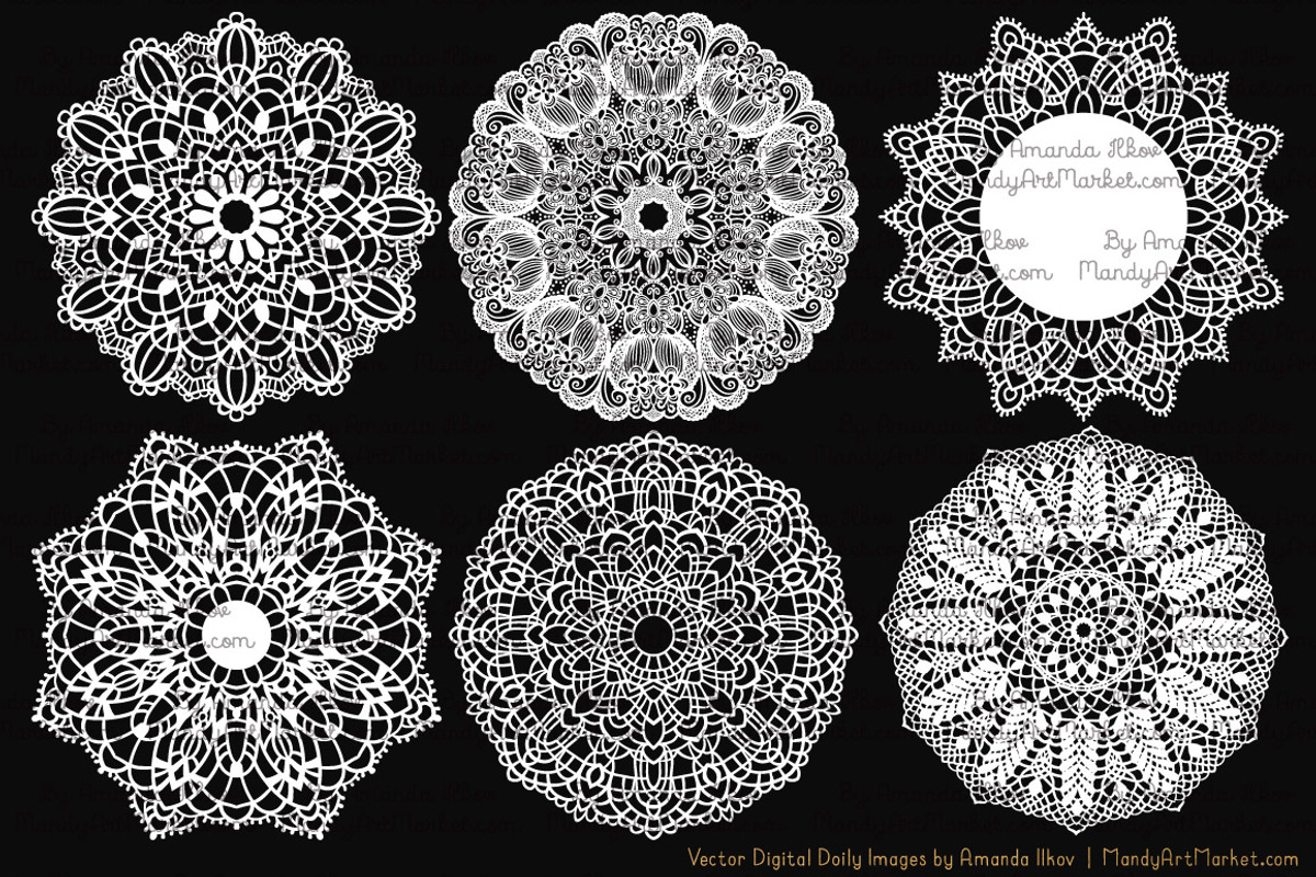 White Lace Doilies - Vectors & PNGS, an Illustration by Amanda Ilkov (Photo 3 of 4)