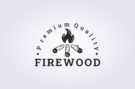 vintage of firewood and bonfire logo