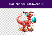 Watercolor Easter Dino Hunters Set, a Seasonal Illustration by InkyQueenArt (Thumbnail 2 of 6)