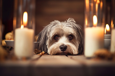 Curious Terrier Puppy by Candlelight, an Animal Photo by Iconogenic