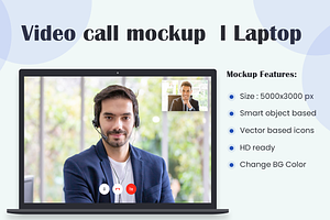 Video Call Mockup PSD l Laptop
